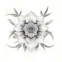 Hellebore with snake and snowflake in negative tattoo design idea