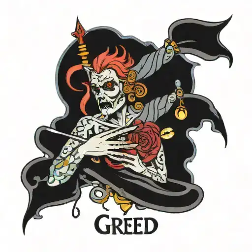 greed tarot card  tattoo design idea