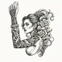 sleeve tattoo for a woman to demonstrate her life. Raised by a single mom who is her best friend. Grandfather raised her tattoo design idea