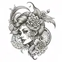 sleeve tattoo for a woman to demonstrate her life. Raised by a single mom who is her best friend. Grandfather raised her tattoo design idea