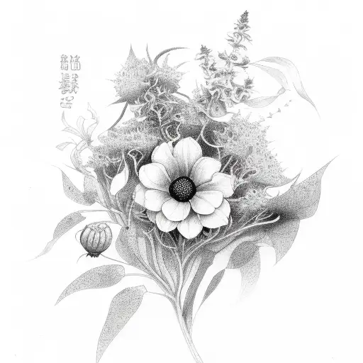 Lilie mixed with a thornbush tattoo design idea