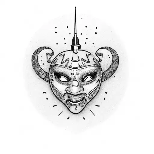 Comedy and tragedy masks with a spotlight tattoo design idea