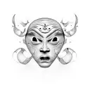 Comedy and tragedy masks with a spotlight tattoo design idea