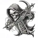 grim reaper with barbed wire tattoo design idea
