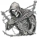 grim reaper with barbed wire tattoo design idea