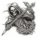 grim reaper with barbed wire tattoo design idea