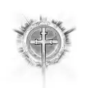Cross with sacred heart in the middle of it tattoo design idea
