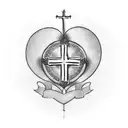 Cross with sacred heart in the middle of it tattoo design idea