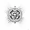 Cross with sacred heart in the middle of it tattoo design idea