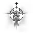 Cross with sacred heart in the middle of it tattoo design idea