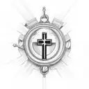 Cross with sacred heart in the middle of it tattoo design idea