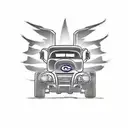 A tattoo design featuring a packer/loader truck morphing into a motorcycle, symbolizing your transition from your occupation to your passion for motorcycles tattoo design idea