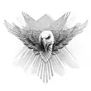 small eagle flying over pinetrees tattoo design idea