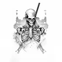 half skeleton half human outlaw with gun on a stallion tattoo design idea