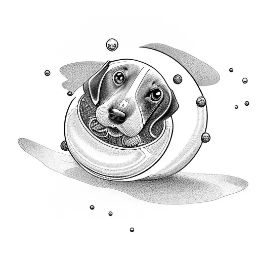 dachshund in a pokeball tattoo design idea