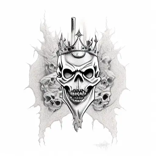 zombie skull king tattoo design idea