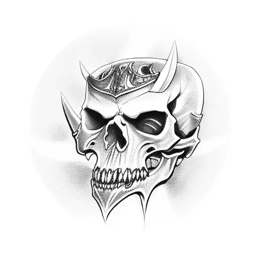 demon skull king tattoo design idea