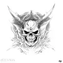 demon skull king tattoo design idea
