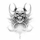 demon skull king tattoo design idea