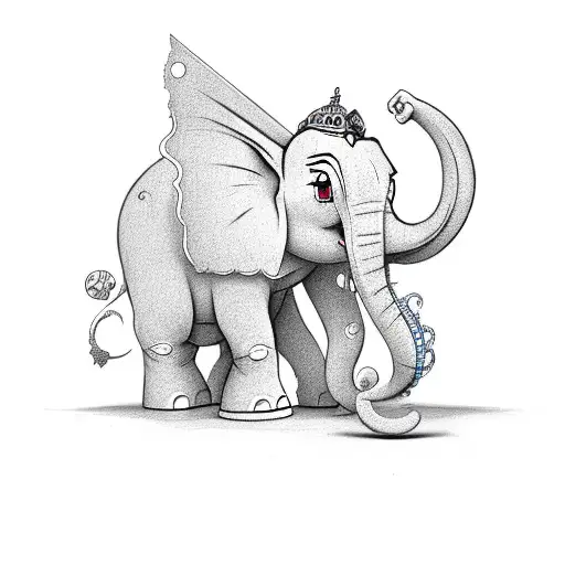 Meeseek and pink elephant tattoo design idea