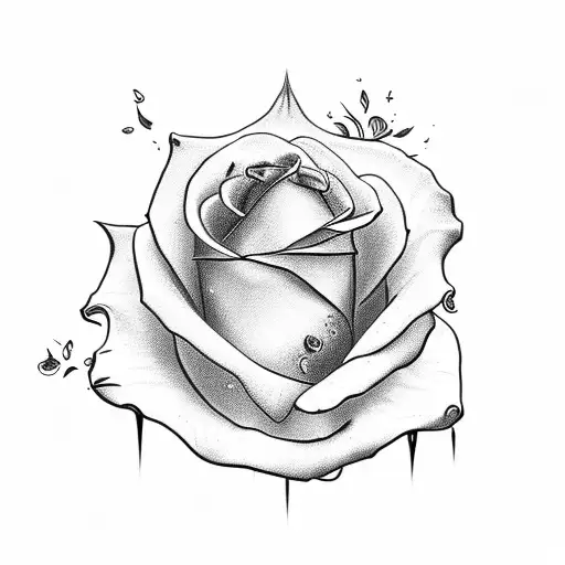 a rose in flame  tattoo design idea