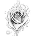 a rose in flame  tattoo design idea