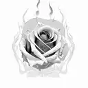 a rose in flame  tattoo design idea