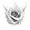 a rose in flame  tattoo design idea