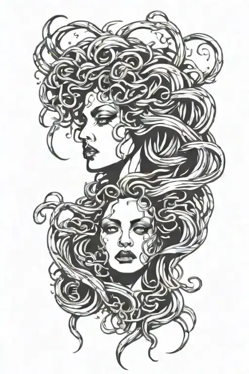 Medusa crying tattoo design idea