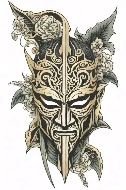 abstract Revan mask tattoo design idea