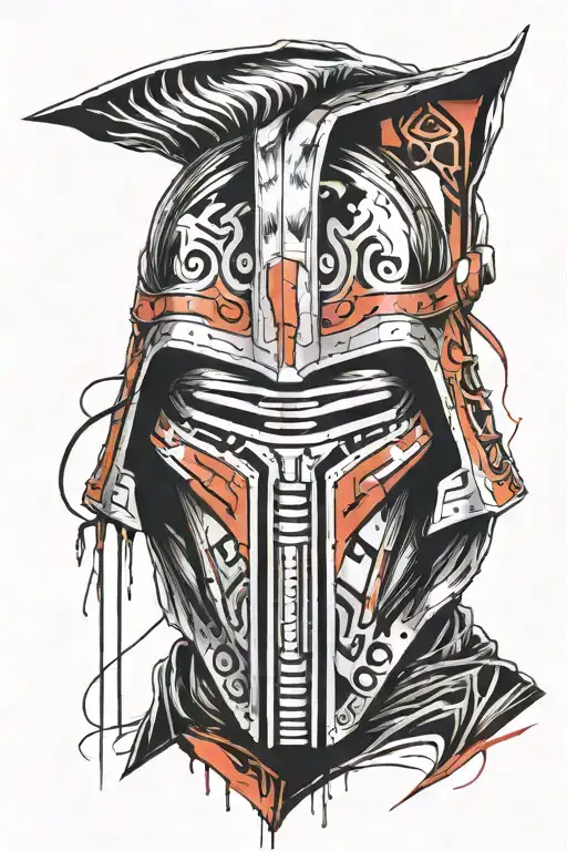 abstract Darth Revan Mask back merging towards  shoulder tattoo design idea