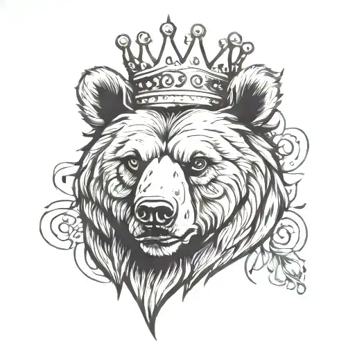 bear head crown tattoo design idea