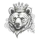 bear head crown tattoo design idea