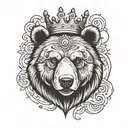 bear head crown tattoo design idea