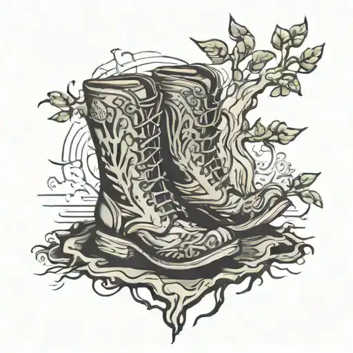 tree boots tattoo design idea