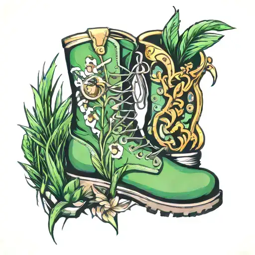 grass boots tattoo design idea
