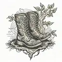 tree boots tattoo design idea