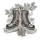 tree boots tattoo design idea
