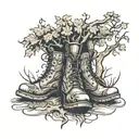 tree boots tattoo design idea