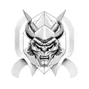 Atlas with half Devil face tattoo design idea