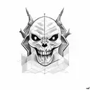 Atlas with half Devil face tattoo design idea