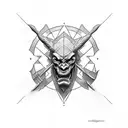 Atlas with half Devil face tattoo design idea