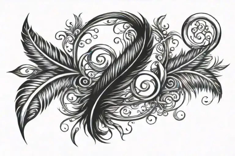 Feather + infinity symbol tattoo design idea