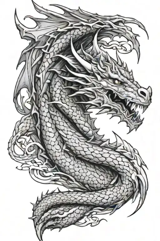 realistic dragon from heroes of might and magic video game tattoo design idea