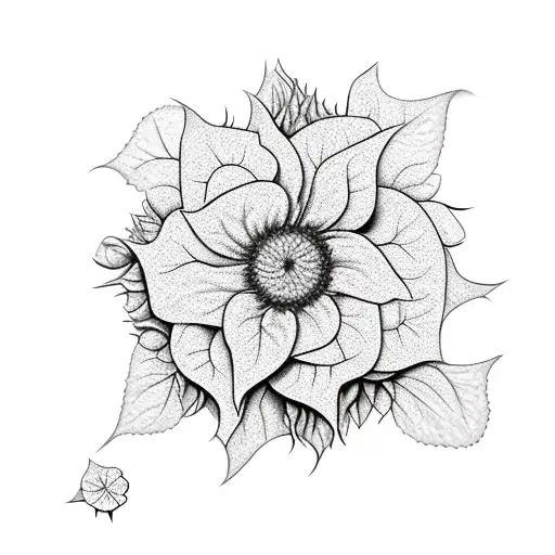 morning glory sunflower begonia hibiscus hydrangea tattoo design idea