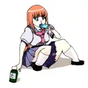 anime schoolgirl drinking vodka tattoo design idea