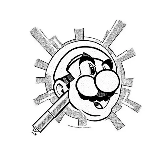 mario bomb, buster sword, a crowbar, and call of duty ghost tattoo design idea