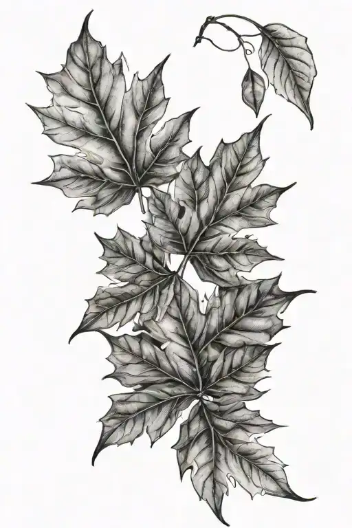 Autumn leafs growing  tattoo design idea