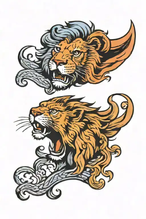 half lion face half 08/20/1983 tattoo design idea