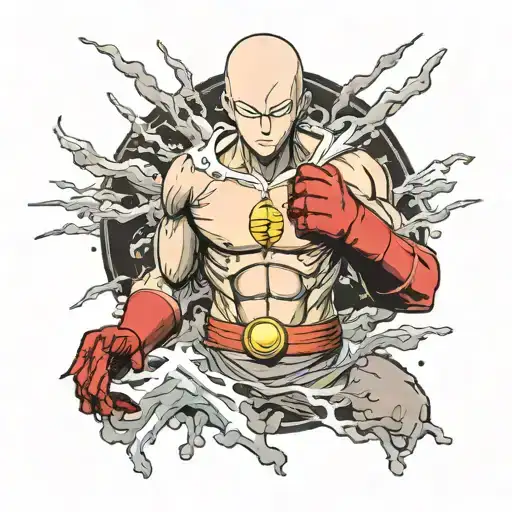 black ink tatto saitama manga inspired tattoo tattoo design idea
